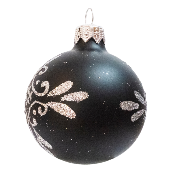 Small Round - Pattern Ornamental Black - Personalised Christmas Bauble