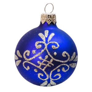 Small Round - Pattern Ornamental Dark Blue - Personalised Christmas Bauble