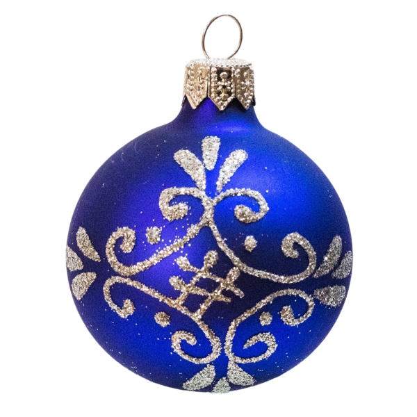 Small Round - Pattern Ornamental Dark Blue - Personalised Christmas Bauble