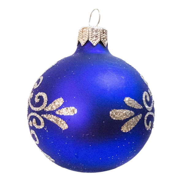 Small Round - Pattern Ornamental Dark Blue - Personalised Christmas Bauble