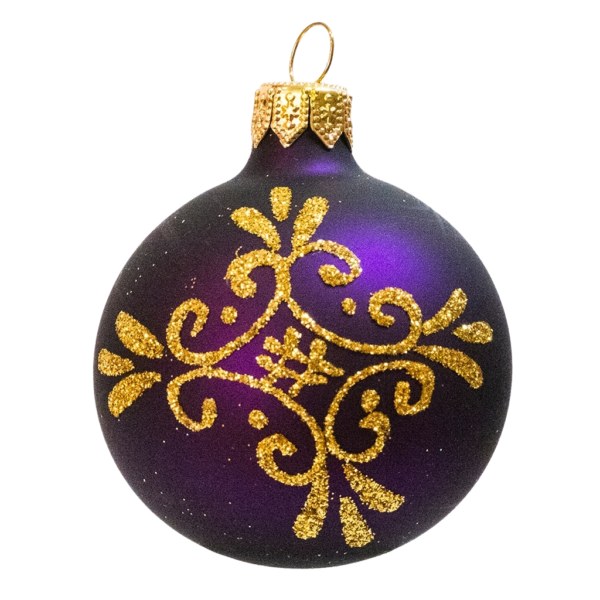 Small Round - Pattern Ornamental Dark Purple - Personalised Christmas Bauble