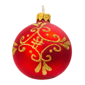 Small Round - Pattern Ornamental Red - Personalised Christmas Bauble