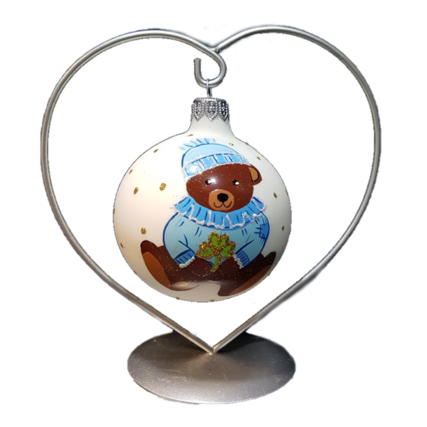 16cm Heart Silver Bauble Stand - Bauble Accessory